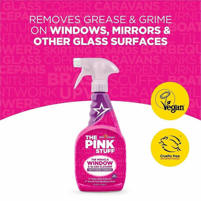 The Pink Stuff Window Cleaner with Rose Vinegar, 25.4 fl oz, Fresh, Fruity Scent, 10/Carton (RST82384)