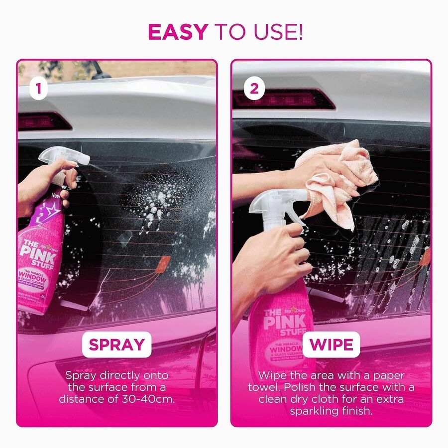 The Pink Stuff Window Cleaner with Rose Vinegar, 25.4 fl oz, Fresh, Fruity Scent, 10/Carton (RST82384)