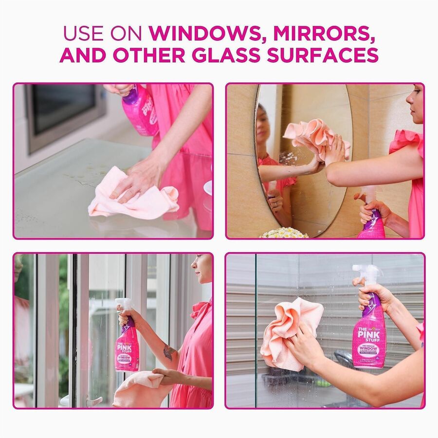 The Pink Stuff Window Cleaner with Rose Vinegar, 25.4 fl oz, Fresh, Fruity Scent, 10/Carton (RST82384)