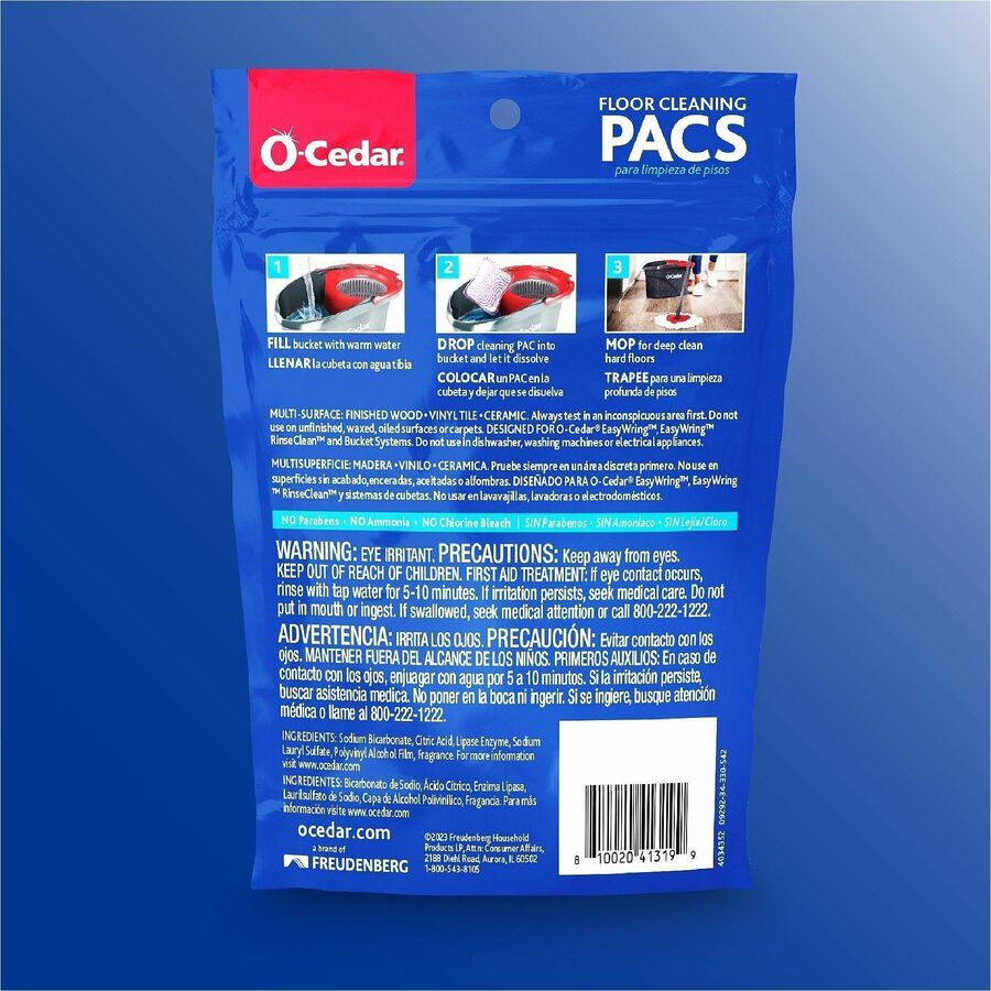 O-Cedar PACS Hard Floor Cleaner, 10/Pack (FHP179054PK)
