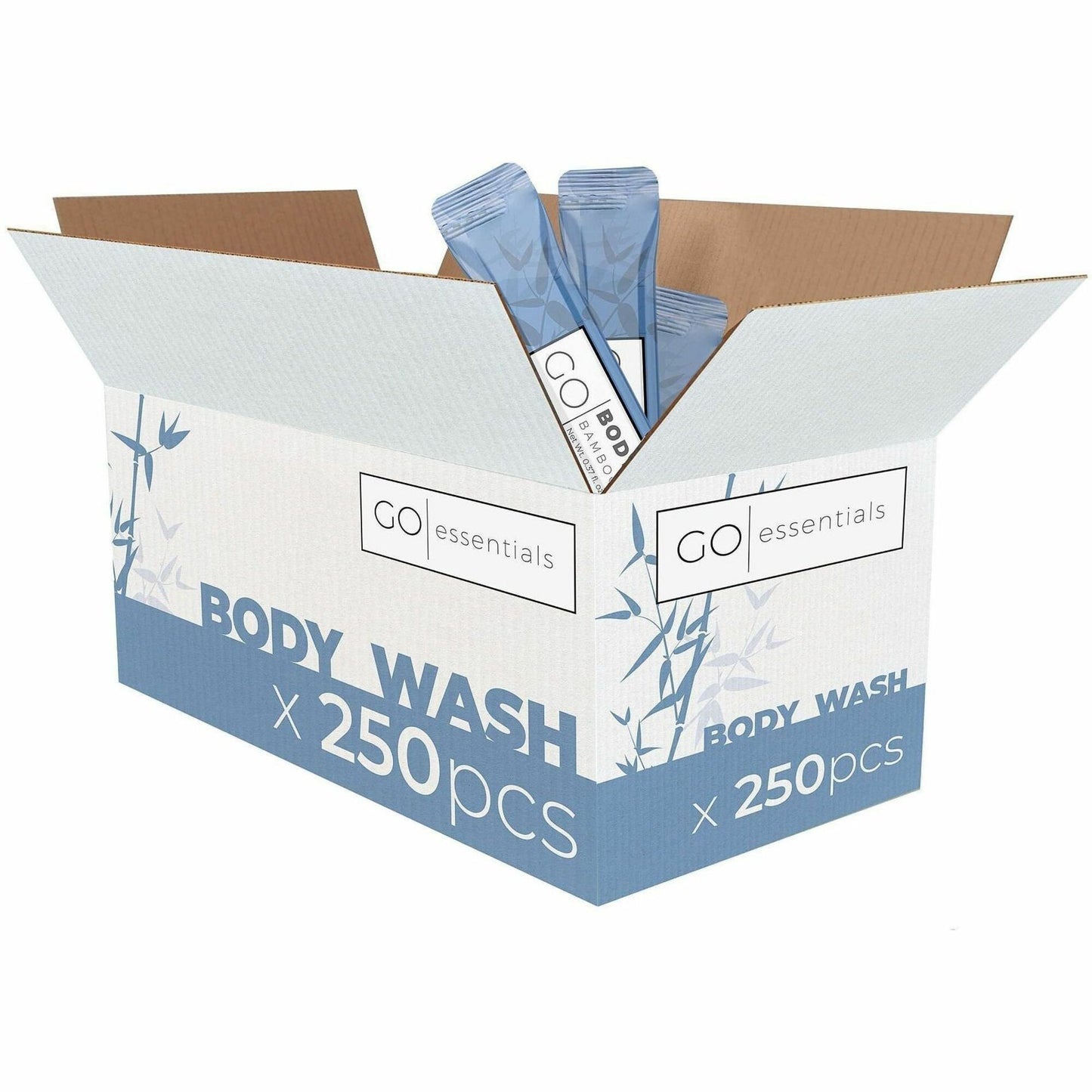 Go Essentials Travel-Size Body Wash Packets, Bamboo Forest Scent, 0.37 fl oz, 250/Pack (GMHBW250)