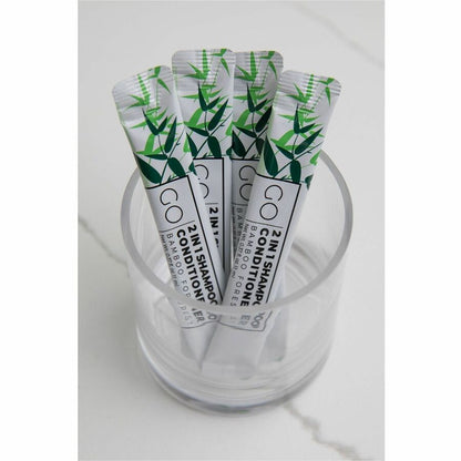 Go Essentials Travel-Size 2-in-1 Shampoo/Conditioner Packets, Fresh Clean, Bamboo Forest Scent, 0.4 fl oz, 250/Pack (GMHSC250)