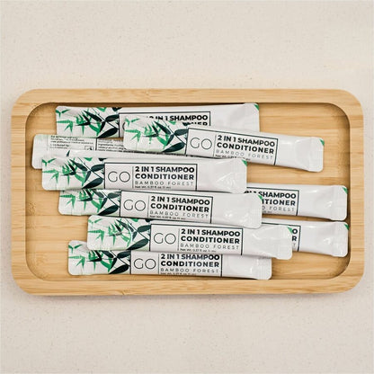 Go Essentials Travel-Size 2-in-1 Shampoo/Conditioner Packets, Fresh Clean, Bamboo Forest Scent, 0.4 fl oz, 20/Pack (GMHSC20)