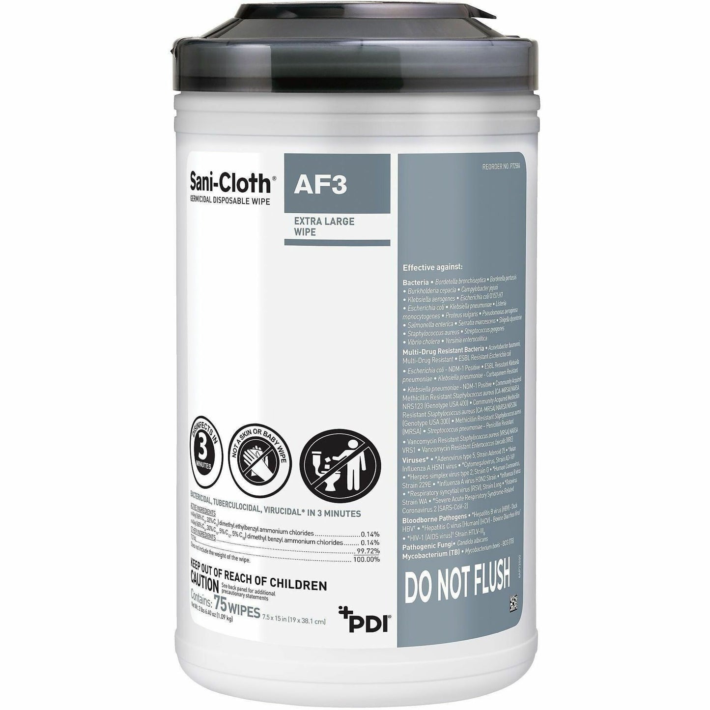 PDI Sani-Cloth AF3 Germicidal Wipes, 75 Wipes/Can, 6/Carton (PDIP72584AF3)
