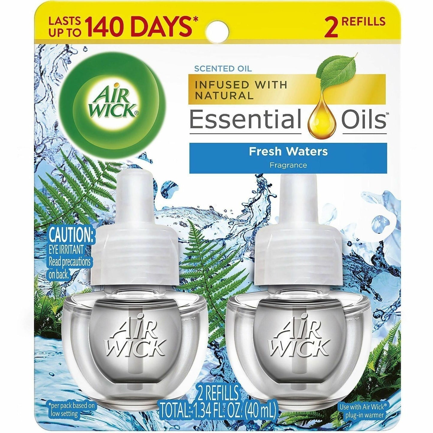 Air Wick Scent Oil Warmer Refill, Oil, 0.7 fl oz (0 quart), Fresh Waters, 140 Day, 2/Pack (RAC01325PK)