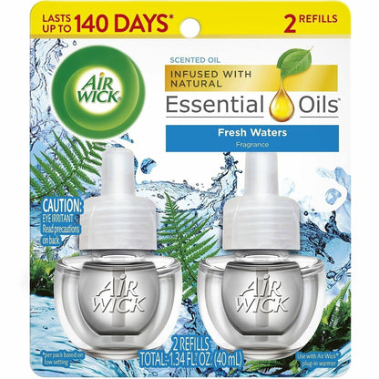 Air Wick Scent Oil Warmer Refill, Oil, 0.7 fl oz (0 quart), Fresh Waters, 140 Day, 2/Pack (RAC01325PK)