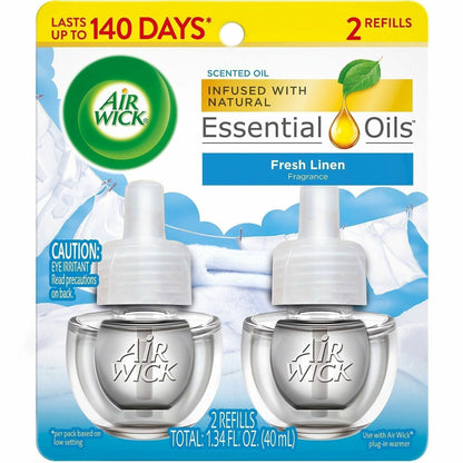 Air Wick Scent Oil Warmer Refill, Oil, 0.7 fl oz (0 quart), Fresh Linen, 120 Day, 2/Pack (RAC01323)