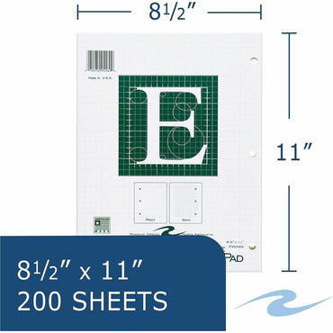 Roaring Spring Engineer Calculation Pads, 15 lb Basis Weight, Letter, 8½" x 11", 11" x 8.5", Green Tint Paper, Printed (ROA95589CT)