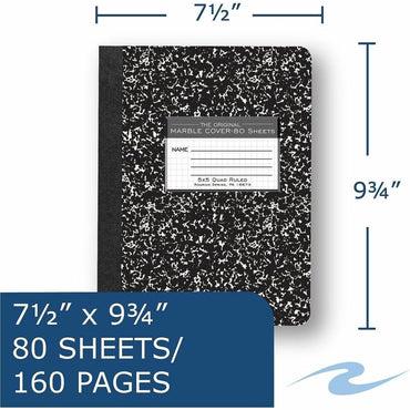 Roaring Spring Quad-Ruled Composition Notebooks, 15 lb Basis Weight, 9 3/4" x 7 1/2", 9.8" x 7.5", Red Margin (ROA77227CT)