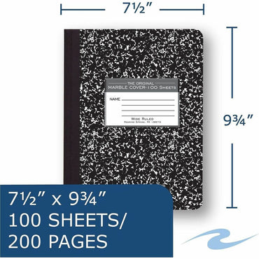 Roaring Spring Wide-ruled Composition Book, 15 lb Basis Weight, 9 3/4" x 7 1/2", 7.5" x 9.8", Red Margin, White Paper (ROA77230CT)