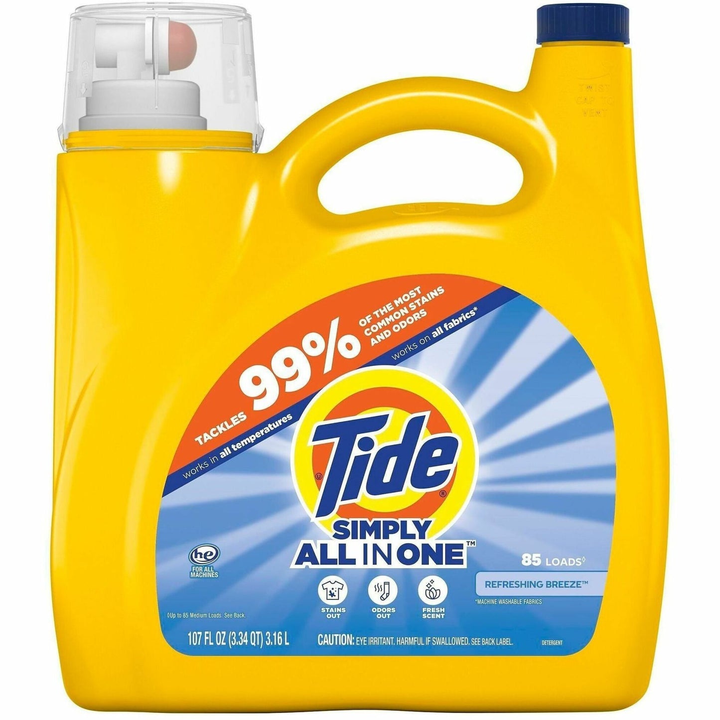 Tide Simply All-in-1 Detergent, 107 fl oz, Refreshing Breeze, Clean Scent (PGC26840)