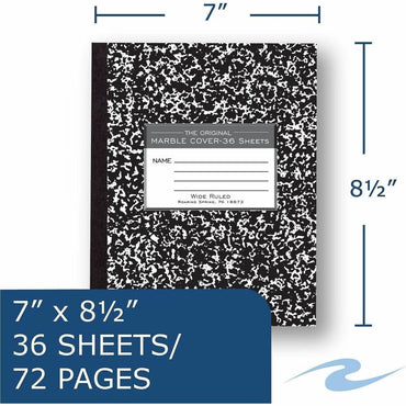Roaring Spring Tape Bound Composition Notebooks, 15 lb Basis Weight, 7" x 8½", 7" x 8.5", Red Margin, White Paper (ROA77332CT)