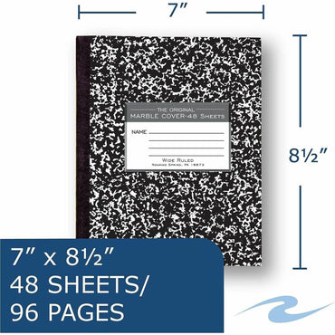Roaring Spring Tape Bound Composition Notebooks, 15 lb Basis Weight, 7" x 8½", 7" x 8.5", Red Margin, White Paper (ROA77333CT)