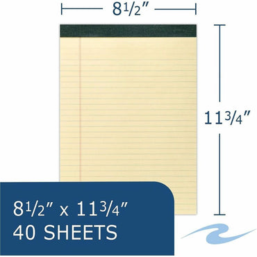 Roaring Spring Recycled Legal Pads, 15 lb Basis Weight, 8½" x 11 3/4", 8.5" x 11.8", Double Line Red Margin, 6/Carton (ROA74712CT)