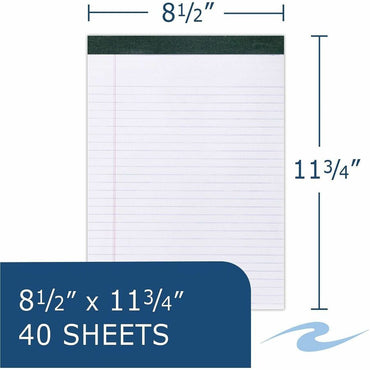 Roaring Spring Recycled Legal Pads, 15 lb Basis Weight, 8½" x 11 3/4", 8.5" x 11.8", Double Line Red Margin, 6/Carton (ROA74713CT)