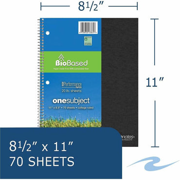 Roaring Spring Environotes Wirebound Notebook, 20 lb Basis Weight, 11" x 8.5", White Paper, 1 Subject(s), 24/Carton (ROA13361CT)