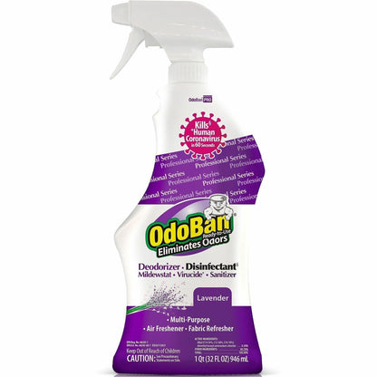 OdoBan Lavender Deodorizer Disinfectant Spray, 32 fl oz (1 quart), Floral, Lavender Scent (ODO910162QCEA)