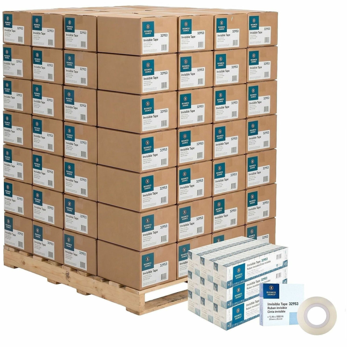 Business Source Premium Invisible Tape Value Pack, 333.33 yd Length x 0.75" Width, 1" Core, 72/Pallet (BSN32953PL)