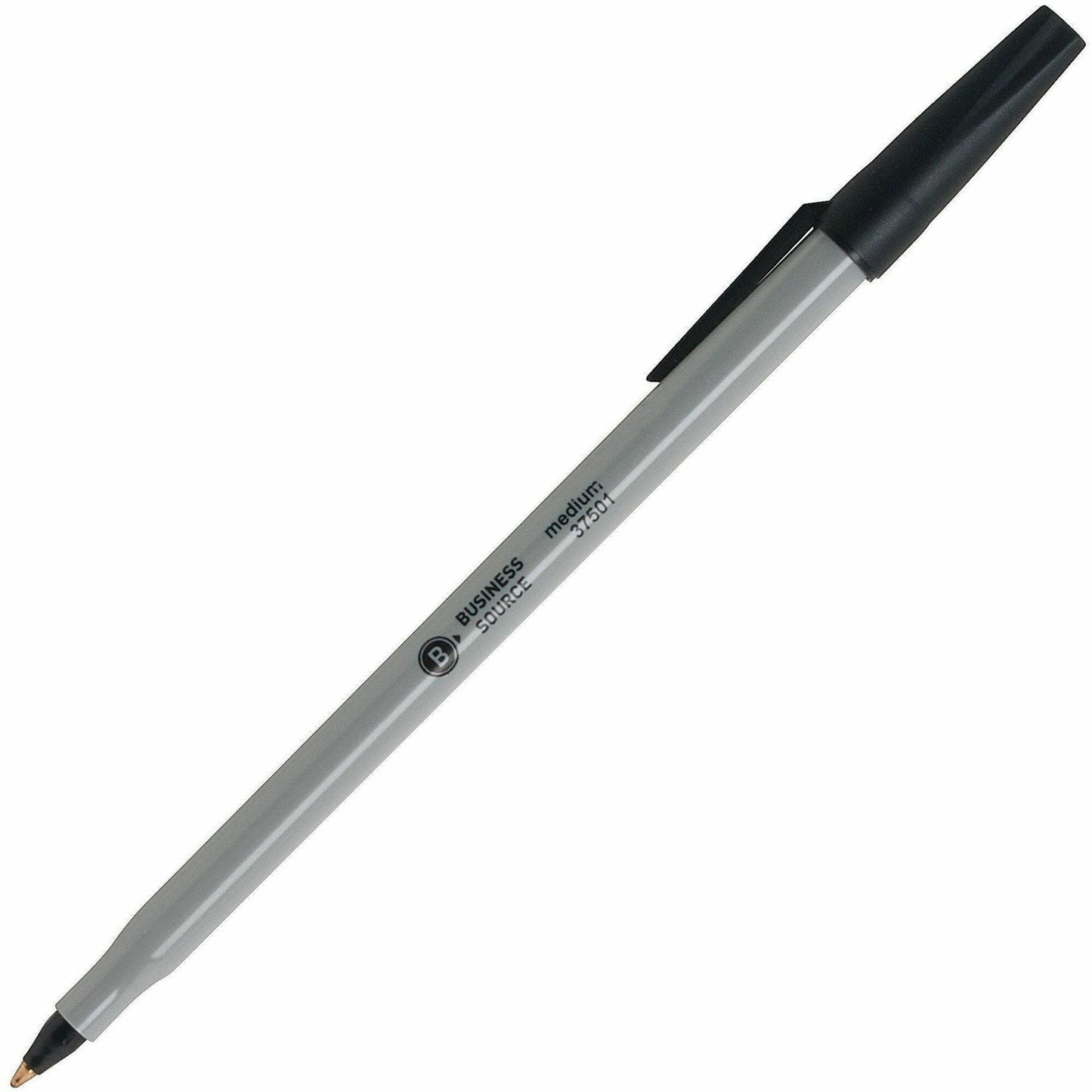 Business Source Ballpoint Stick Pens, Medium Pen Point, Black Ink, 60/Box, 8 Boxes/Carton (BSN37531CT)