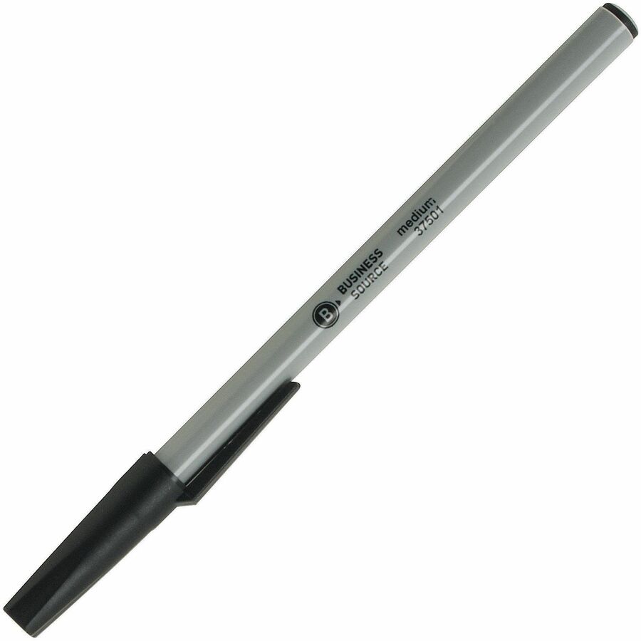 Business Source Ballpoint Stick Pens, Medium Pen Point, Black Ink, 60/Box, 8 Boxes/Carton (BSN37531CT)