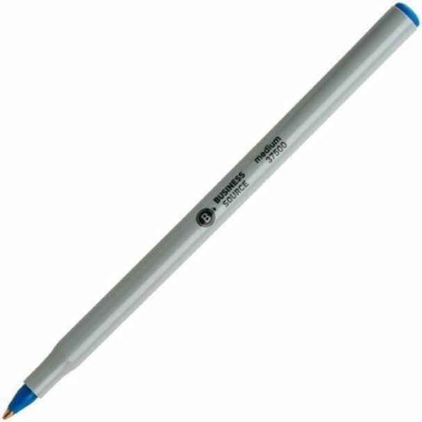 Business Source Ballpoint Stick Pens, Medium Pen Point, Blue Ink, 60/Box, 8 Boxes/Carton (BSN37532CT)