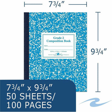 Roaring Spring First-grade Composition Books, 15 lb Basis Weight, 9 3/4" x 7 3/4", 9.8" x 7.8", White Paper, 50 Sheets (ROA77921CT)