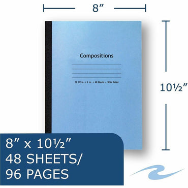 Roaring Spring Wide Rule Composition Notebook, 15 lb Basis Weight, 10 1/2" x 8", 10.5" x 8", Red Margin, White Paper (ROA77501CT)