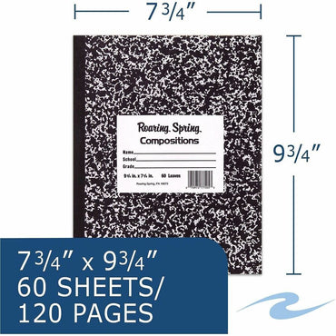 Roaring Spring Tape Bound Composition Notebooks, 15 lb Basis Weight, 9 3/4" x 7 3/4", 7.8" x 9.8", Red Margin (ROA77505CT)