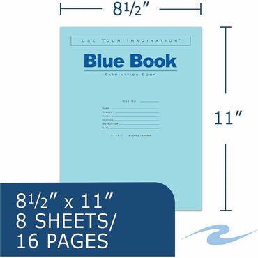 Roaring Spring Examination Book, 15 lb Basis Weight, 11" x 8.5", Wide Ruled Red Margin, 8 Sheets (ROA77517CT)
