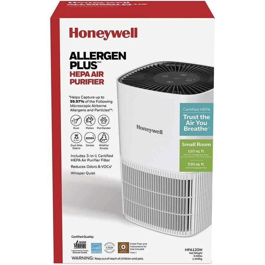 Honeywell True HEPA Tabletop Air Purifier, True HEPA, 530 Sq. ft., White  (HWLHPA120W)