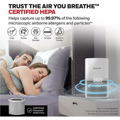 Honeywell True HEPA Tabletop Air Purifier, True HEPA, 530 Sq. ft., White  (HWLHPA120W)