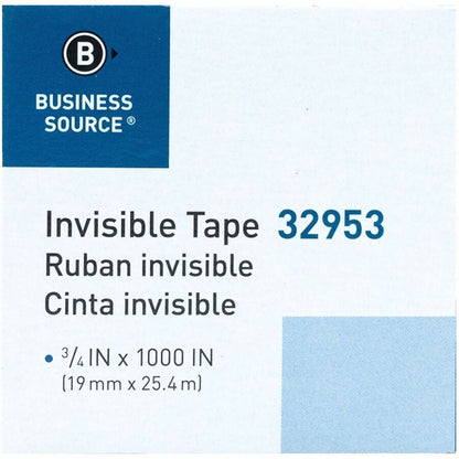Business Source Premium Invisible Tape Value Pack, 27.78 yd Length x 0.75" Width, 1" Core, 12/Carton (BSN32953CT)