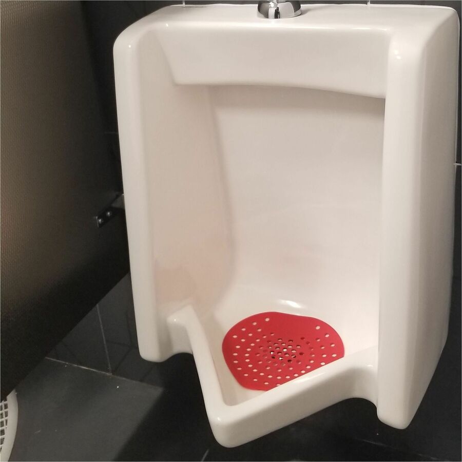 Genuine Joe 30 Day Vinyl Urinal Screens, Odor Control, 12/Carton, Red (GJO01311)