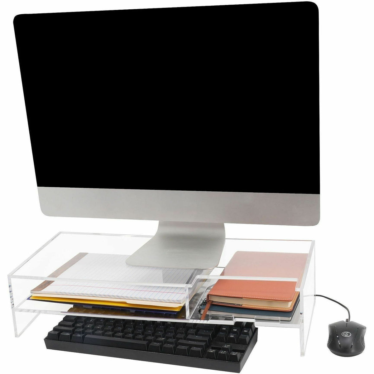 Kantek 2-Tier Acrylic Monitor Stand, 4.30" x 9.40" x 20.70", Clear, Desktop, Heavy Duty, Shelf (KTKAMS340)