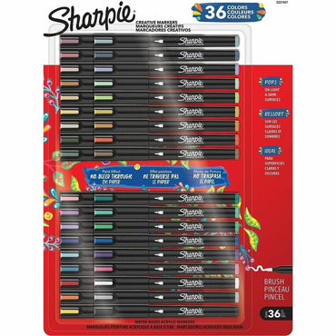 Sharpie Creative Markers, Assorted Ink, Brush Marker Point, Multipurpose, 36/Pack (SAN2221927)