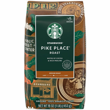 Starbucks Ground Pike Place Ground Coffee, Medium, Pike Place Roast (SBK12411954CT)