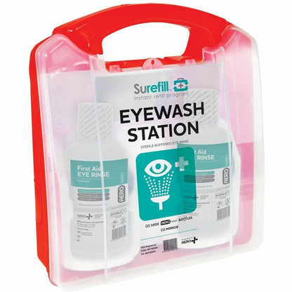 Aero Surefill 75-Series Emergency Eyewash Station, 16 fl oz, 13.5" x 4", Green, Red, Portable, Sterile (AERAK75EWN)
