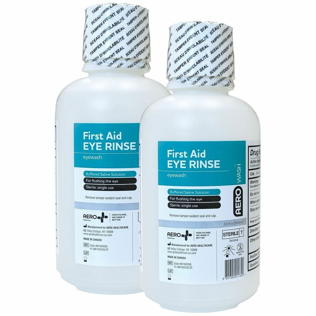 Aero Surefill 75-Series Emergency Eyewash Station, 16 fl oz, 13.5" x 4", Green, Red, Portable, Sterile (AERAK75EWN)