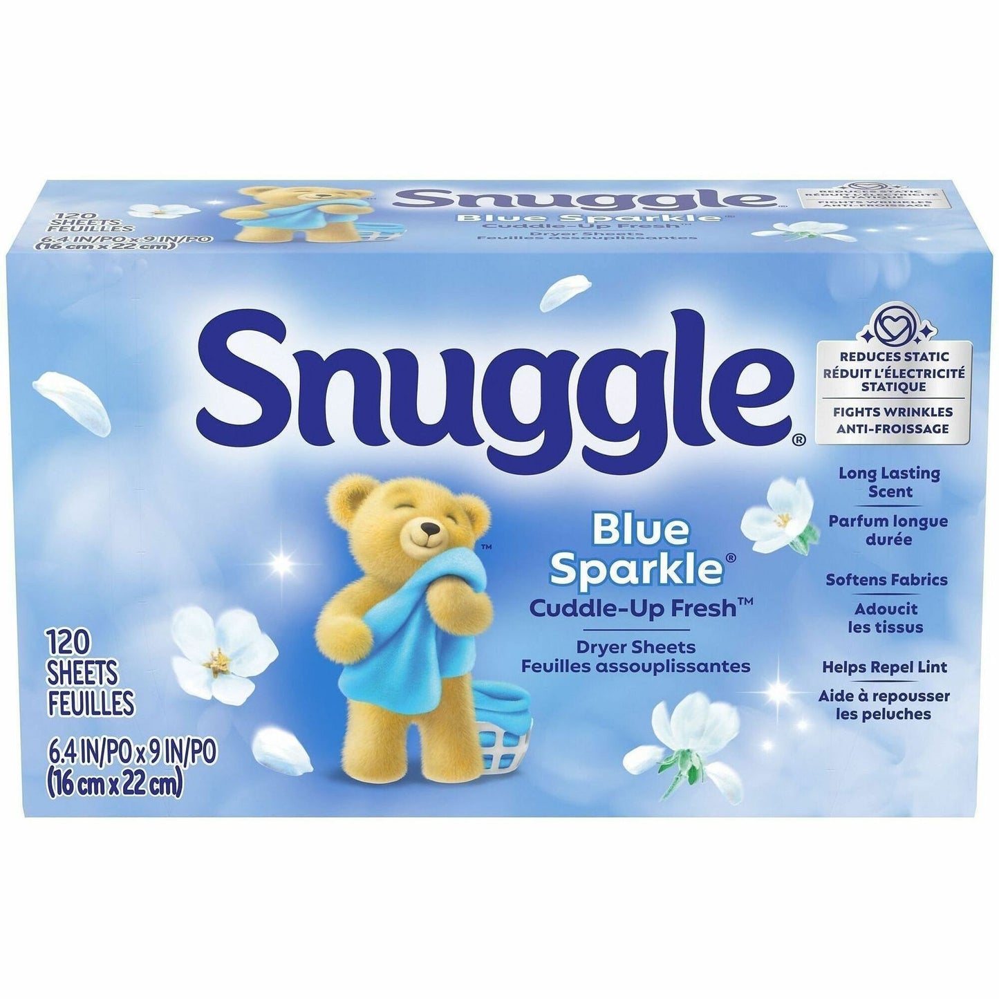 Dial Snuggle Dryer Sheets, Fresh, Blue Sparkle, Floral, Soft Musk Scent (DIA45115CT)