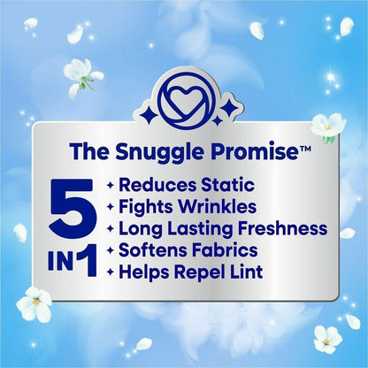 Dial Snuggle Dryer Sheets, Fresh, Blue Sparkle, Floral, Soft Musk Scent (DIA45115CT)