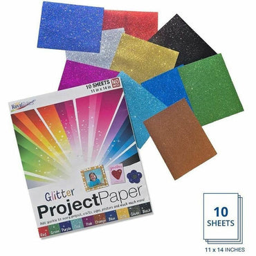 Royal Brites Glitter Project Paper Assortment, 11" x 14", Assorted, 10/Carton (GEO25400)