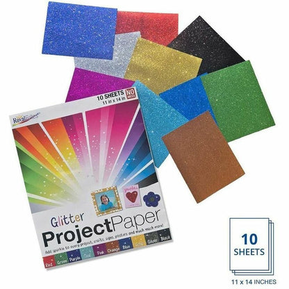 Royal Brites Glitter Project Paper Assortment, 11" x 14", Assorted, 10/Carton (GEO25400)