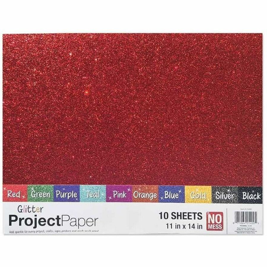 Royal Brites Glitter Project Paper Assortment, 11" x 14", Assorted, 10/Carton (GEO25400)