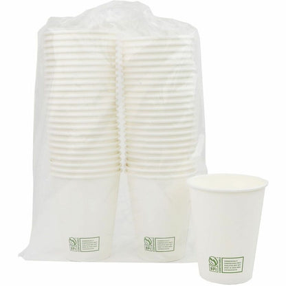Genuine Joe BPI Certified Compostable Paper Cups, 12 fl oz, Leak Proof Closure, White, 1000/Carton (GJO02048)