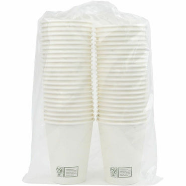Genuine Joe BPI Certified Compostable Paper Cups, 10 fl oz, Leak Proof Closure, White, 1000/Carton (GJO02047)