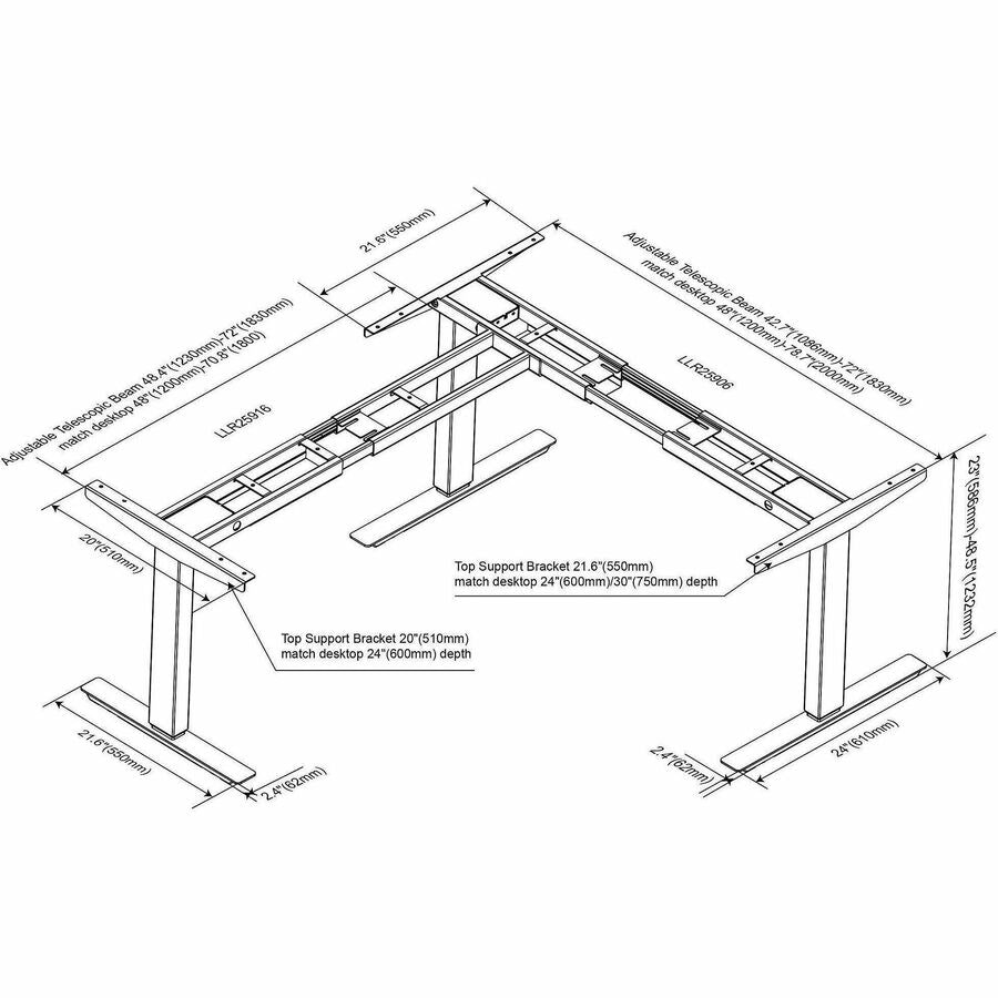 Lorell Sit-Stand 3rd-Leg Base, 275 lb Capacity, 45", Silver Base, 2 Tier(s), Height Adjustable, 3-Stage (LLR25916)