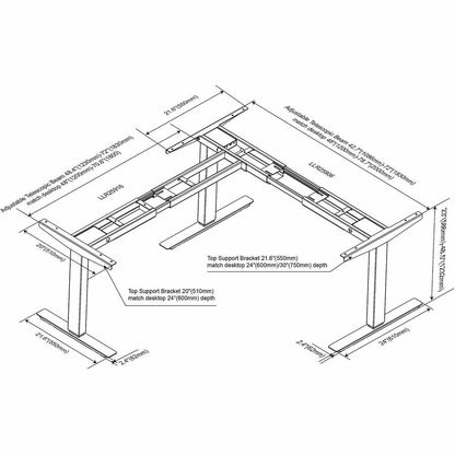 Lorell Sit-Stand 3rd-Leg Base, 275 lb Capacity, 45", Silver Base, 2 Tier(s), Height Adjustable, 3-Stage (LLR25916)