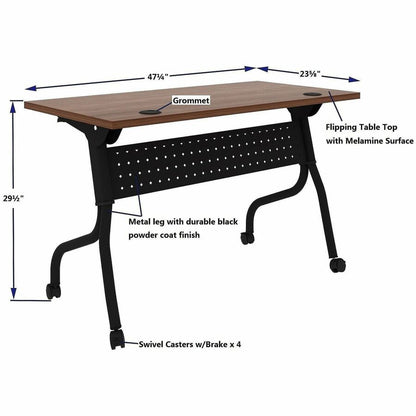 Lorell Preference Flip/Nest Training Tables, 48" Table Top Width x 23.60" Table Top Depth, 29.50", Black Four Leg Base (LLR60757)