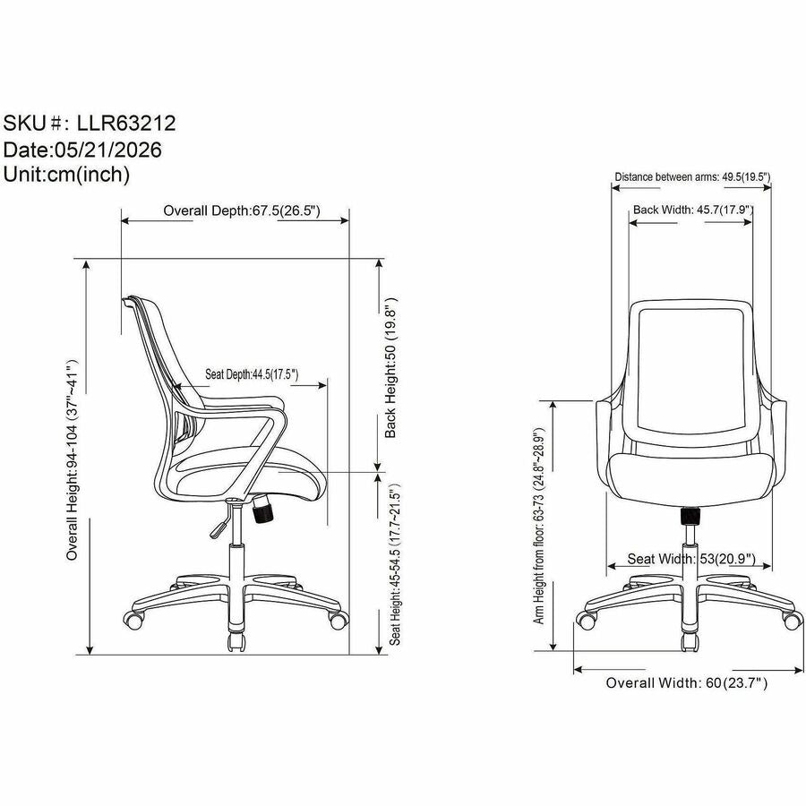 Lorell Fixed-Arm Mesh-Back Conference Chair, Mesh Back Material, 5-star Base, Black, Armrest (LLR63212)