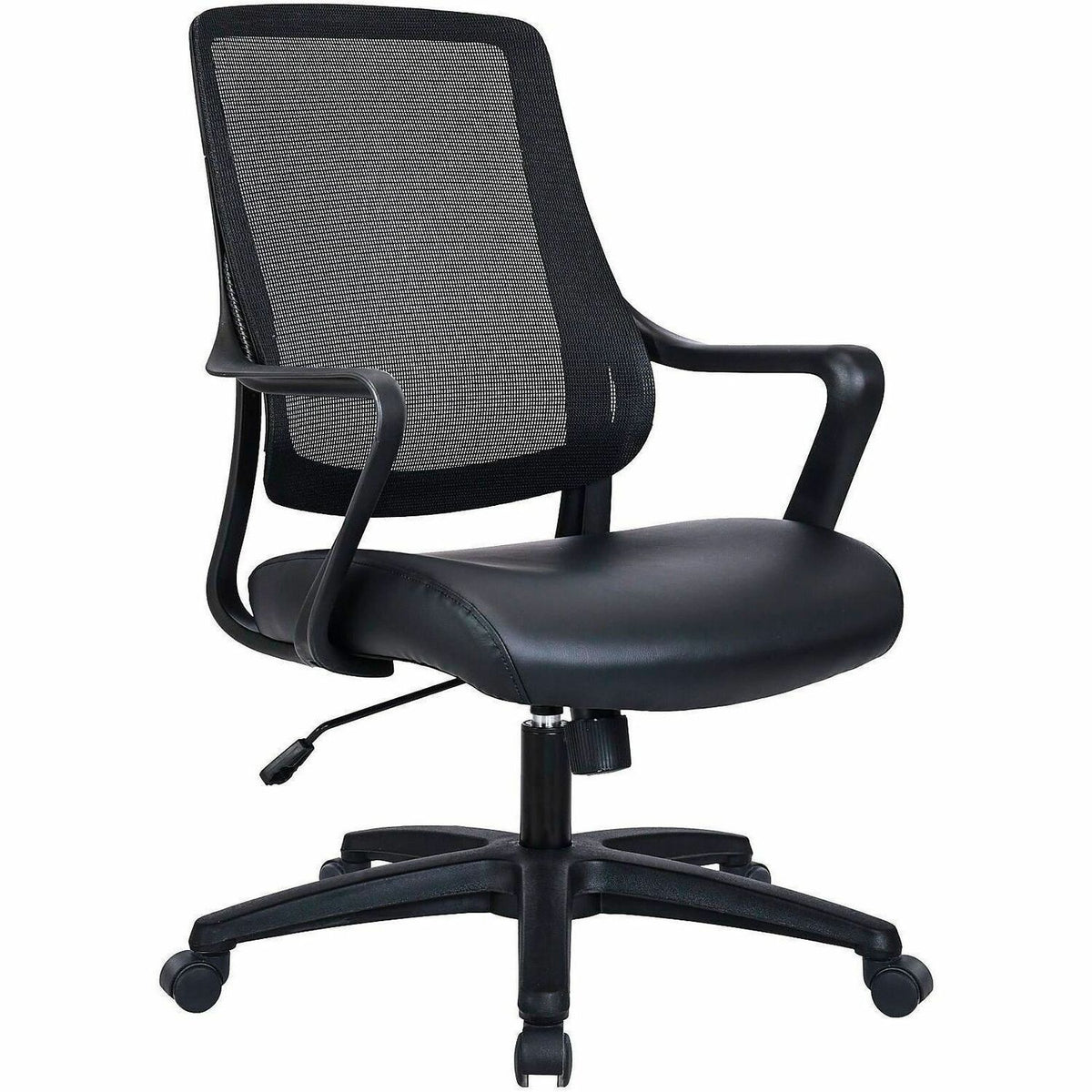 Lorell Fixed-Arm Mesh-Back Conference Chair, Mesh Back Material, 5-star Base, Black, Armrest (LLR63212)